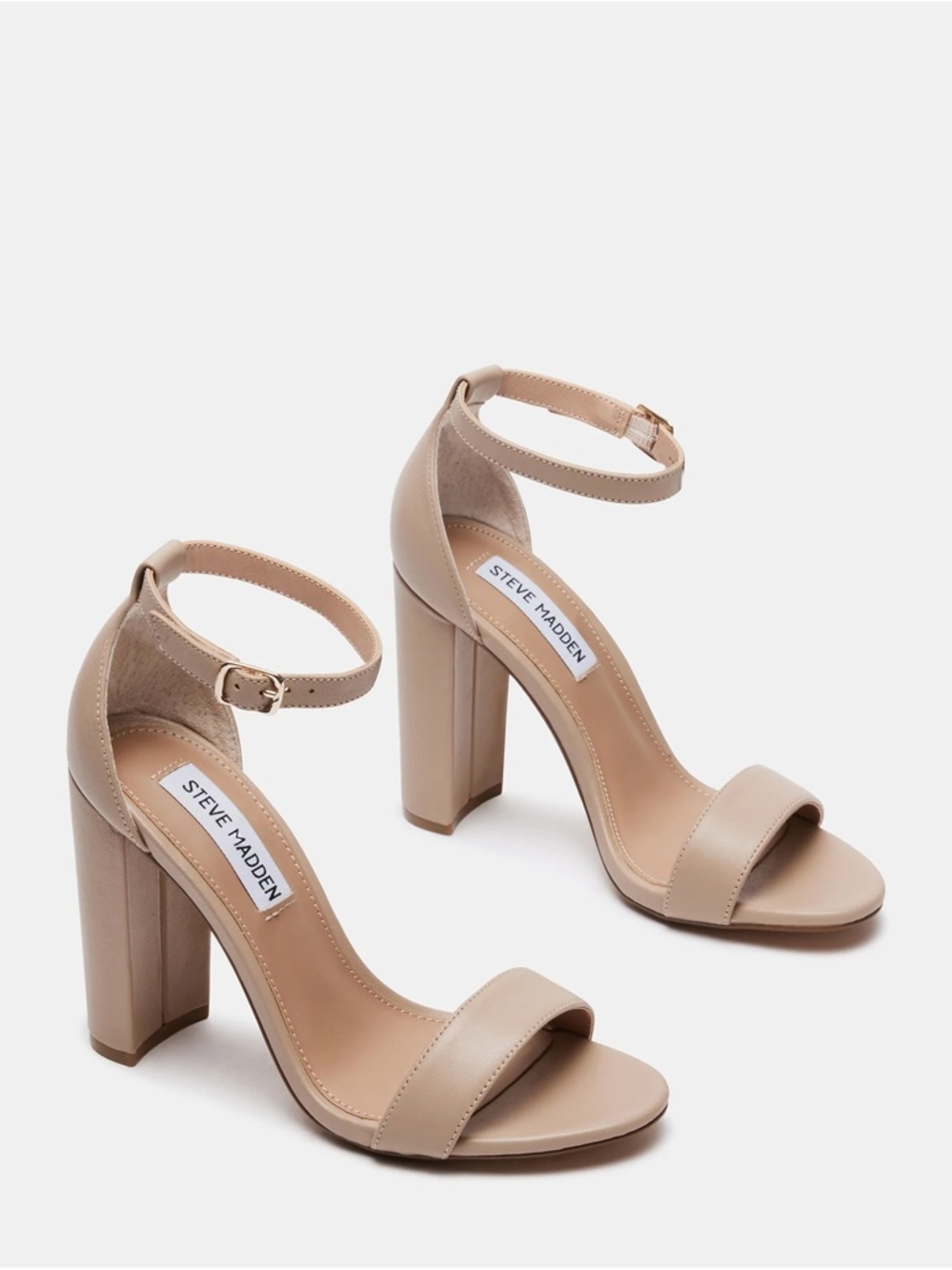 Steve Madden Beige Block Heel Sandals with Ankle Strap